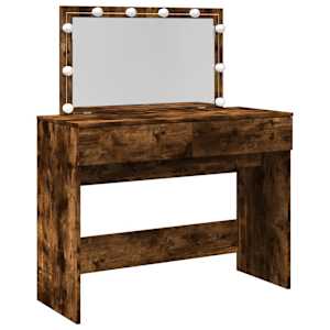 vidaXL tualettlaud LEDiga, suitsutatud tamm, 100x40x120 cm