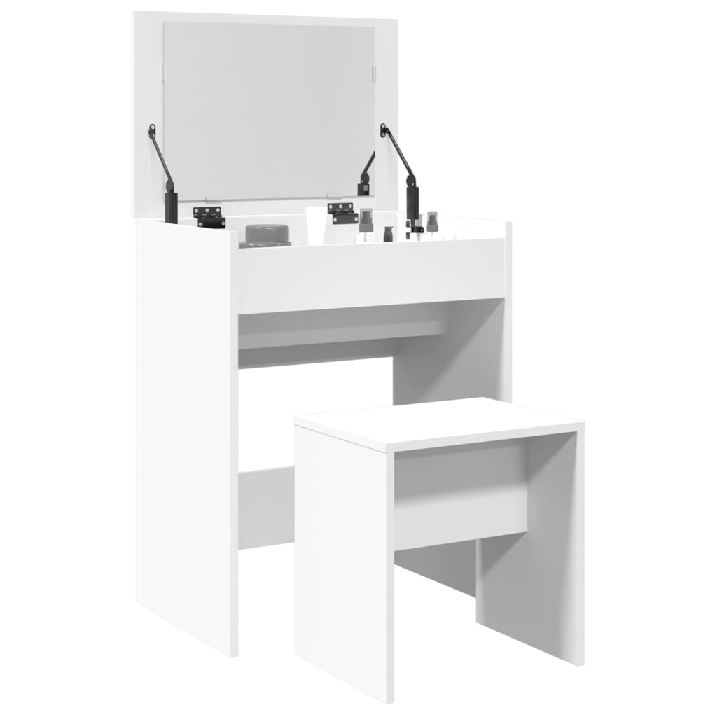 vidaXL Masă de toaletă și taburet, alb, 60x40x113,5 cm