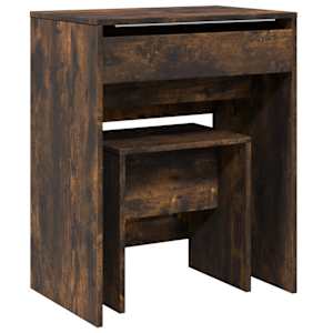 vidaXL tualettlaud taburetiga, suitsutatud tamm, 60x40x113,5 cm
