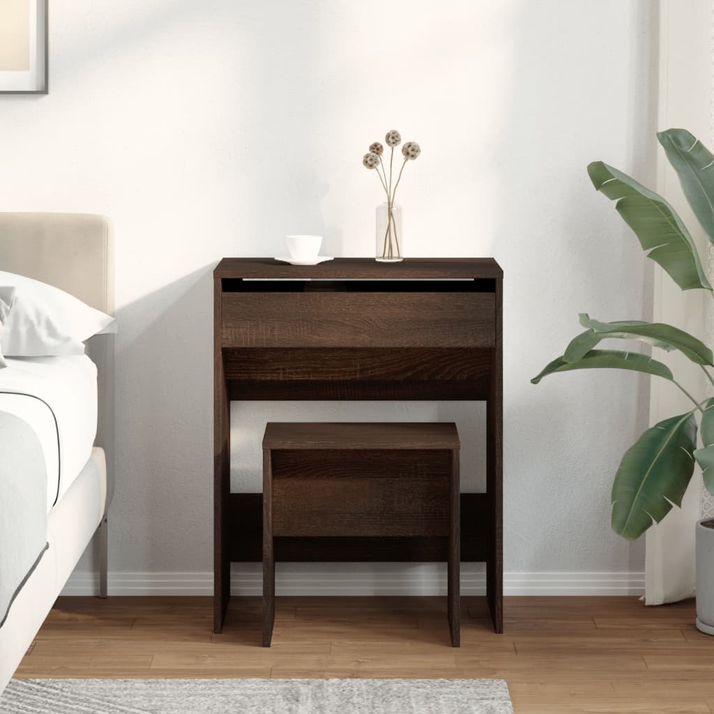 vidaXL Toaletný stolík a stolička hnedý dub 60x40x113,5 cm