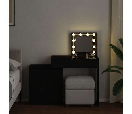 vidaXL Coiffeuse avec LED noir 115x37x110,5 cm