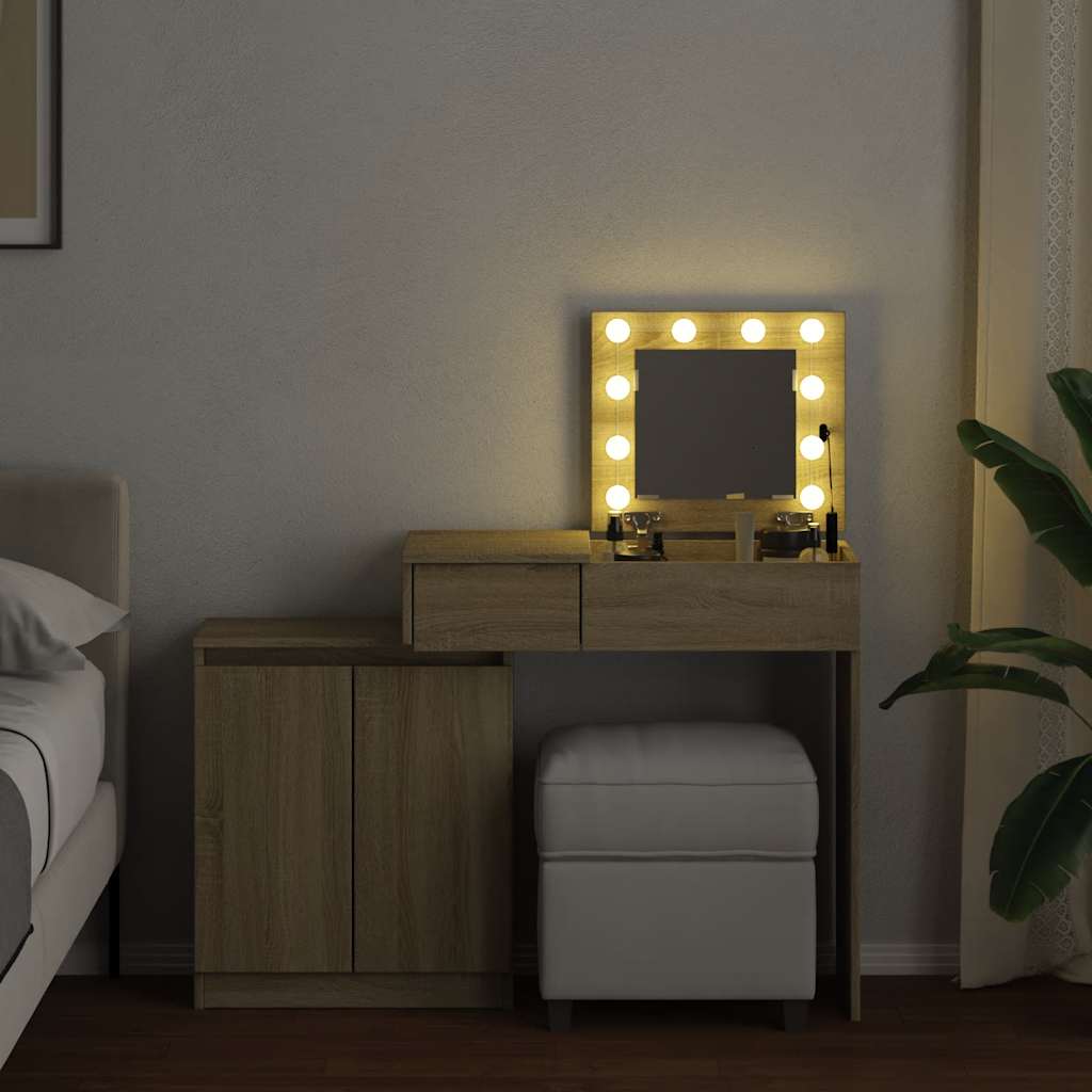 vidaXL Kaptafel met LED 115x37x110,5 cm sonoma eikenkleurig afbeelding