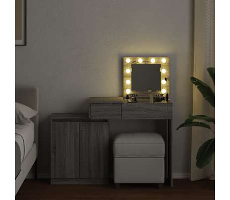 vidaXL sz&uuml;rke sonoma LED-es f&eacute;s&uuml;lk&ouml;dőasztal 115 x 37 x 110,5 cm
