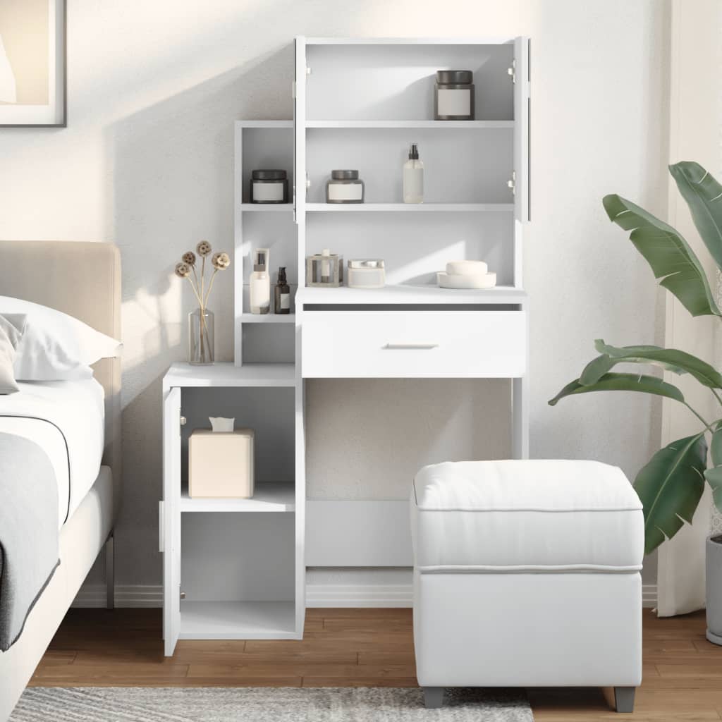 vidaXL Kaptafel met kastje 80x35x132 cm wit afbeelding
