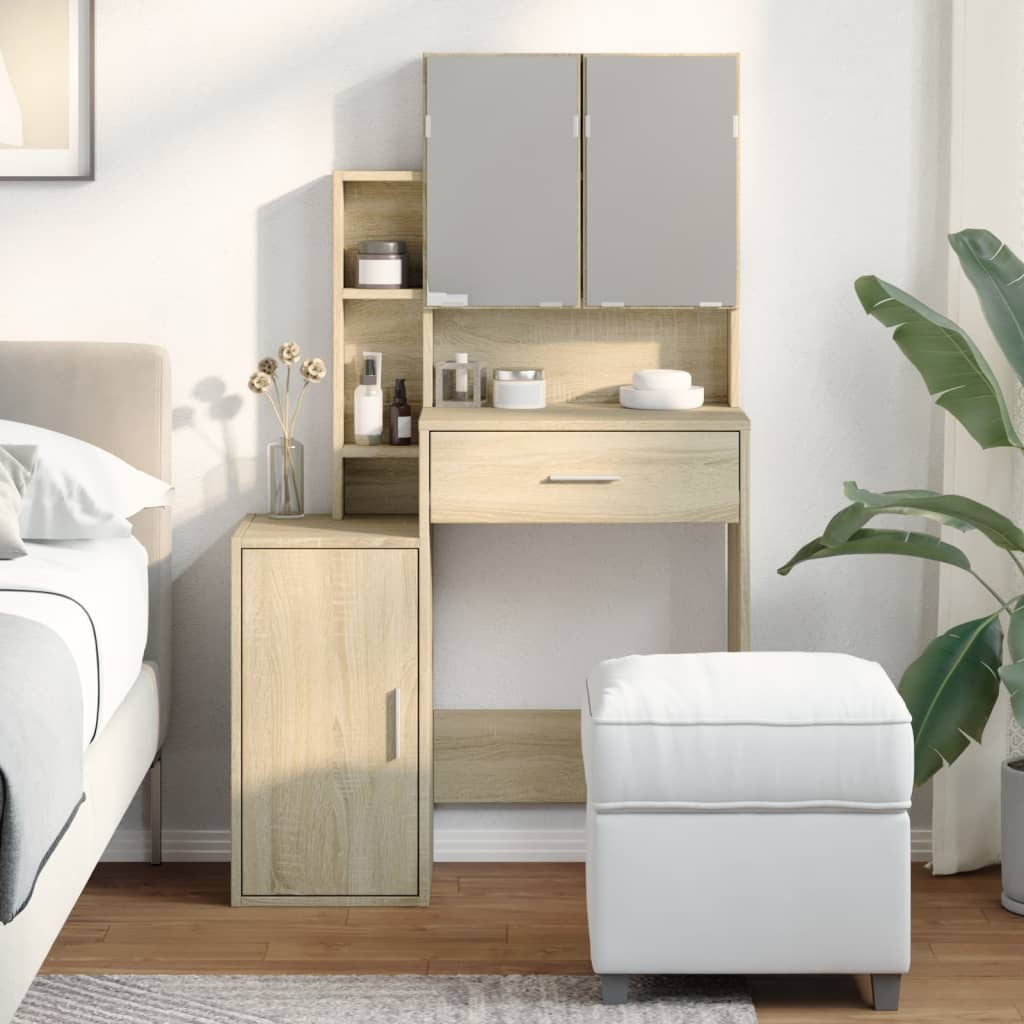 vidaXL Kaptafel met kastje 80x35x132 cm sonoma eikenkleurig afbeelding