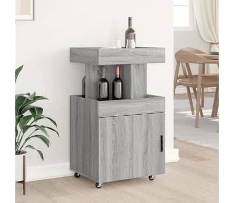 vidaXL Barvagn gr&aring; sonoma 50x41x89 cm konstruerat tr&auml;