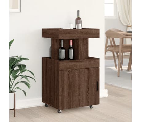 vidaXL Carrinho de bar 50x41x89 cm deriv. de madeira carvalho castanho