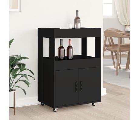 vidaXL Τρόλεϊ Μπαρ Μαύρο 60x39,5x89 εκ. Επεξ. Ξύλο