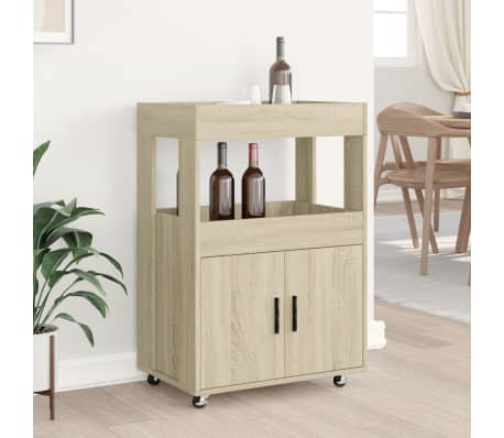 vidaXL Bar Cart Sonoma oak Engineered wood Medium Bar Cart Rectangular