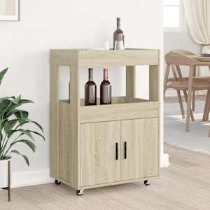 vidaXL Bar Cart Sonoma oak Engineered wood Medium Bar Cart Rectangular
