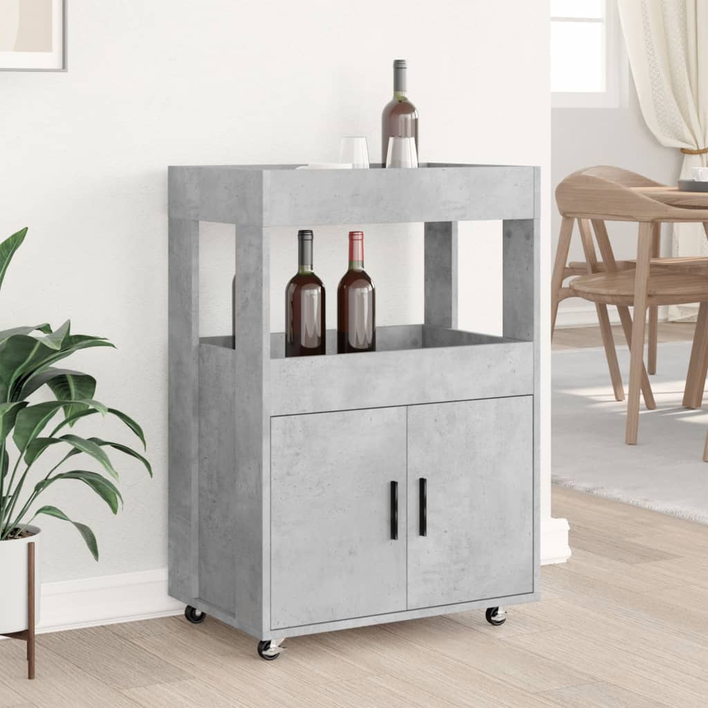 vidaXL Drankkar 60x39,5x89 cm bewerkt hout betongrijs afbeelding