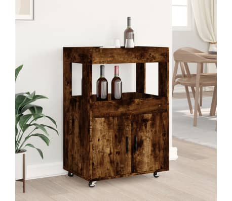 vidaXL Bar Cart Smoked Oak 60x39.5x89 cm Engineered Wood