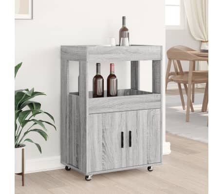 vidaXL Cărucior de bar, gri sonoma, 60x39,5x89 cm, lemn prelucrat