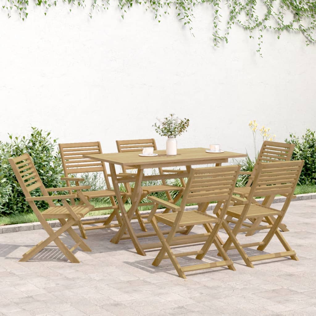 imagem de vidaXL 7 pcs conjunto de jantar para jardim madeira de acácia maciça4