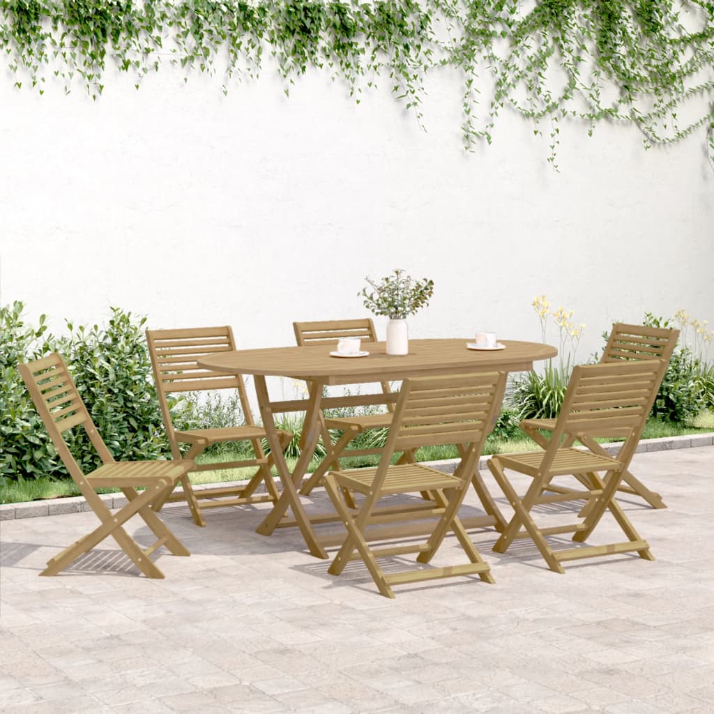 imagem de vidaXL 7 pcs conjunto de jantar para jardim madeira de acácia maciça4