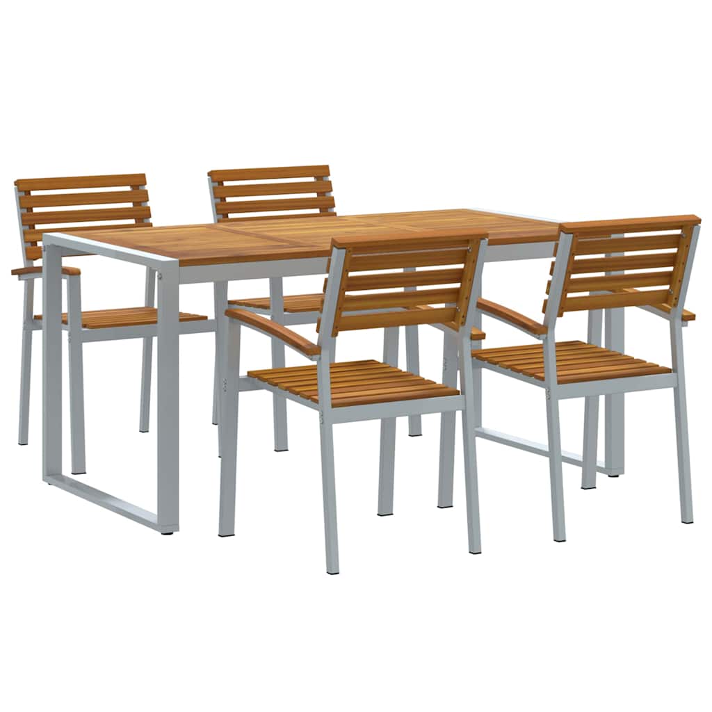 Piharuokailu setti 5 pcs harmaa ja ruskea täysi akaasiapuu
