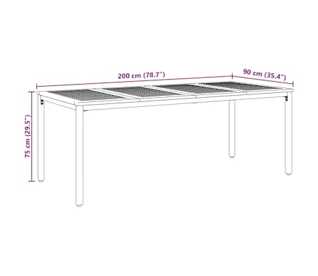 vidaXL Tuin Eetset 9 pcs Grijs en bruin 200 x 90 x 75 cm