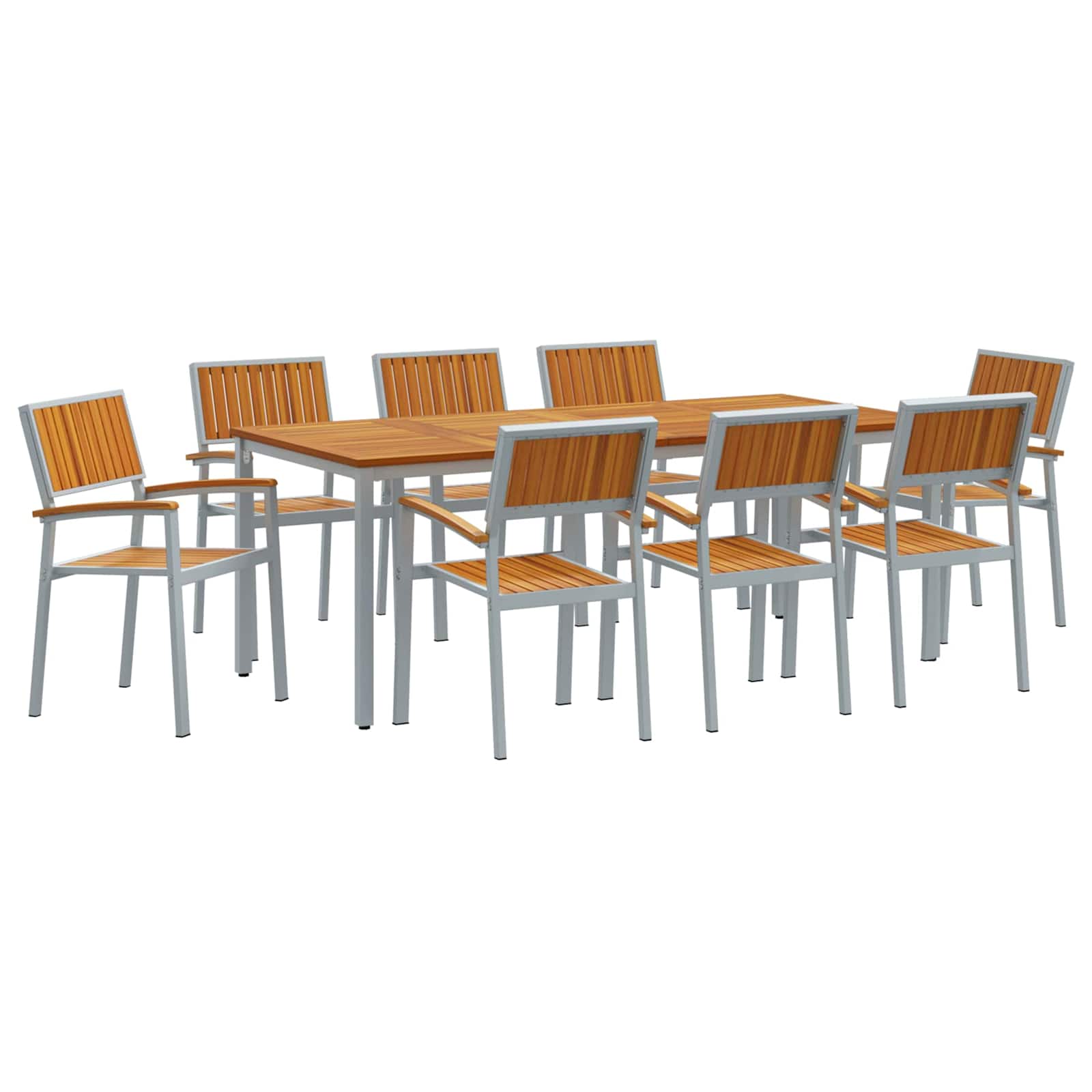 Komplet za jedilnico v vrtu 7 pcs Siva Masiven les akacije
