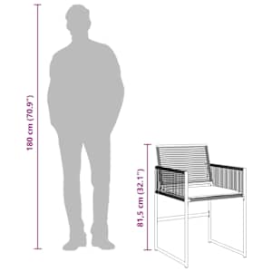 7dílný zahradní jídelní set s poduškami černý polyratan - obrázek 10