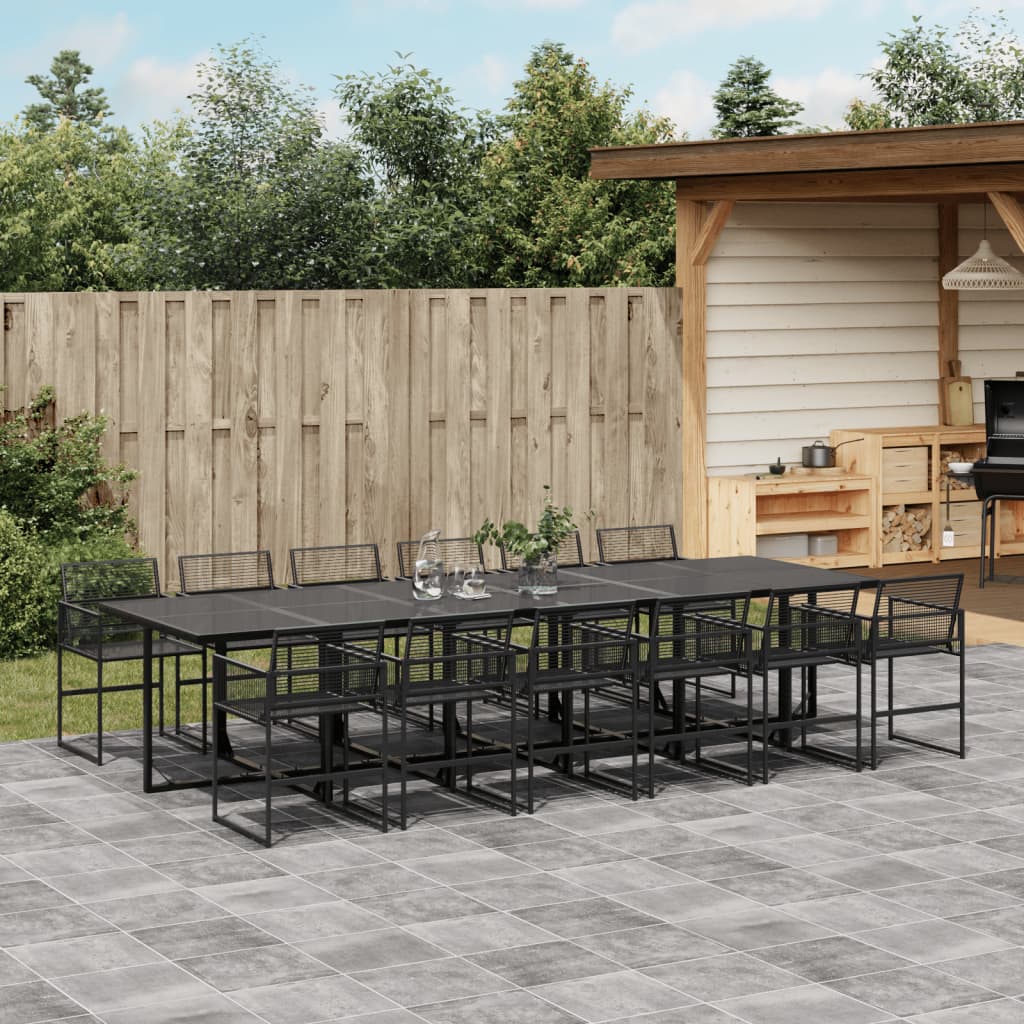 vidaXL 13-tlg. Garten-Essgruppe Schwarz Poly Rattan