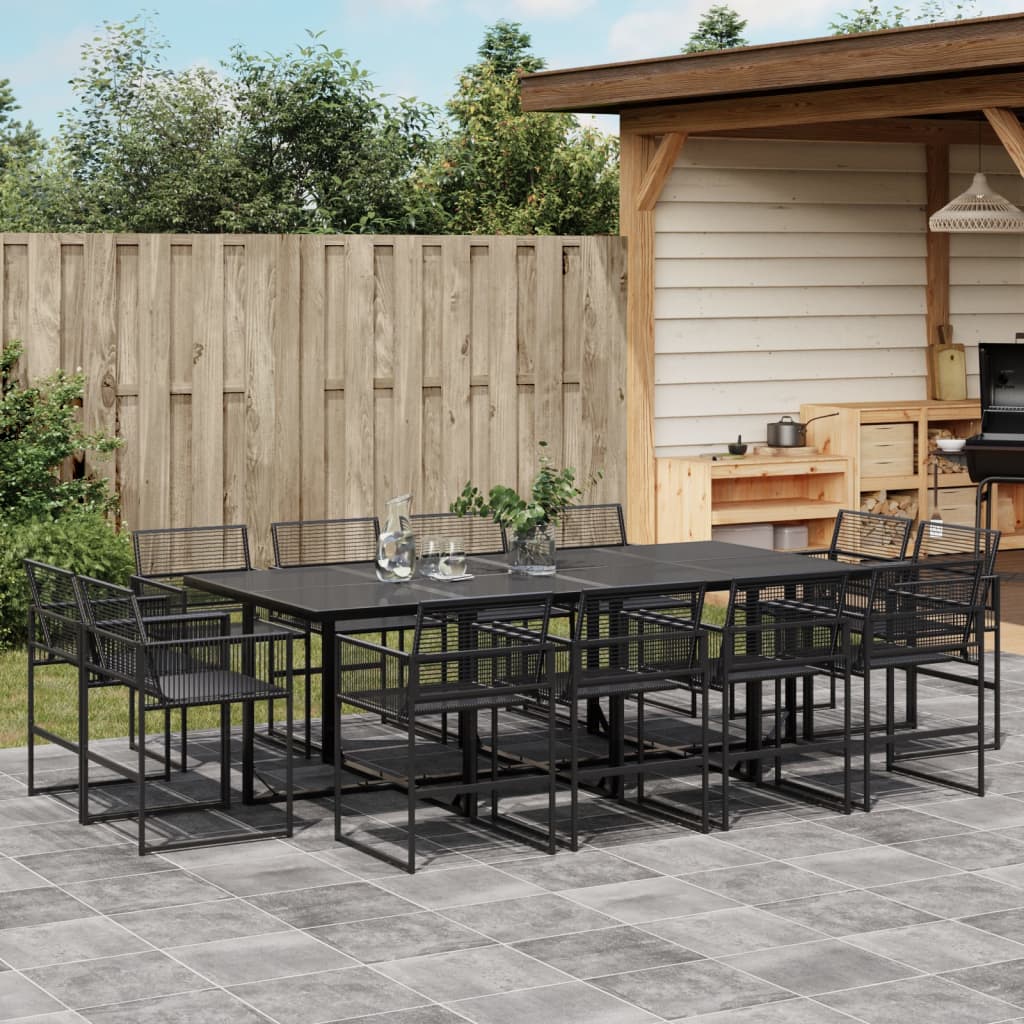 vidaXL 13-tlg. Garten-Essgruppe Schwarz Poly Rattan