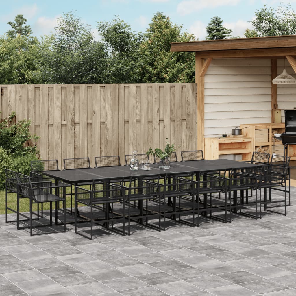 vidaXL 17-tlg. Garten-Essgruppe Schwarz Poly Rattan