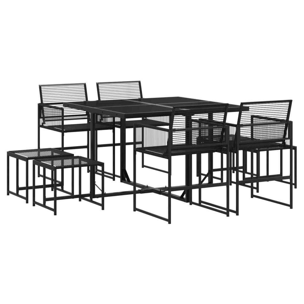 Thumbnail - vidaXL 9-tlg. Garten-Essgruppe Schwarz Poly Rattan