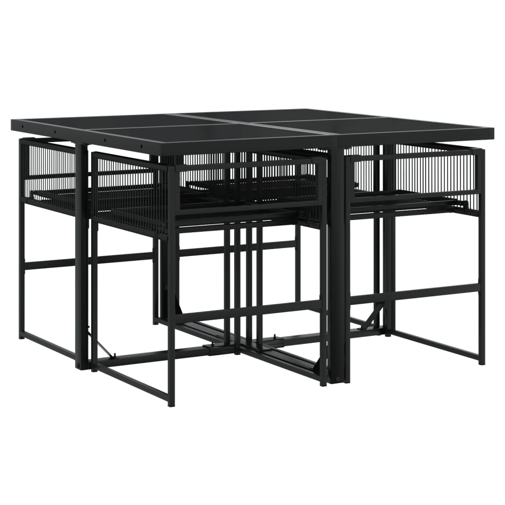 vidaXL 5-delige Tuinset poly rattan zwart afbeelding