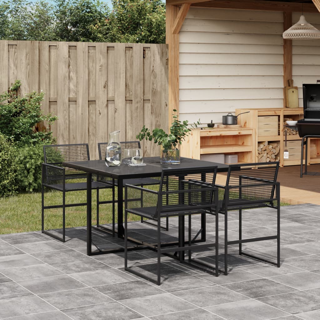 vidaXL 5-tlg. Garten-Essgruppe Schwarz Poly Rattan