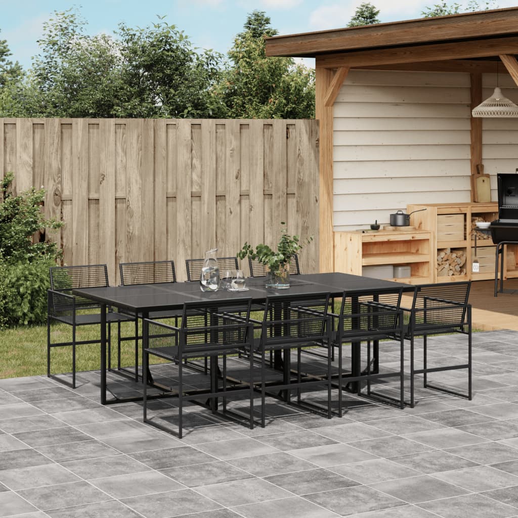 vidaXL 9-tlg. Garten-Essgruppe Schwarz Poly Rattan