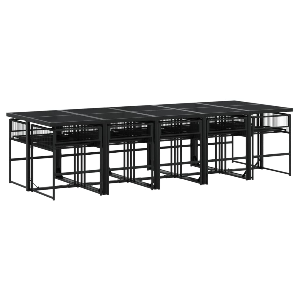 vidaXL 11-delige Tuinset poly rattan zwart afbeelding
