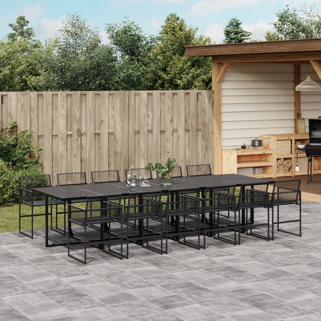 vidaXL 13-tlg. Garten-Essgruppe Schwarz Poly Rattan