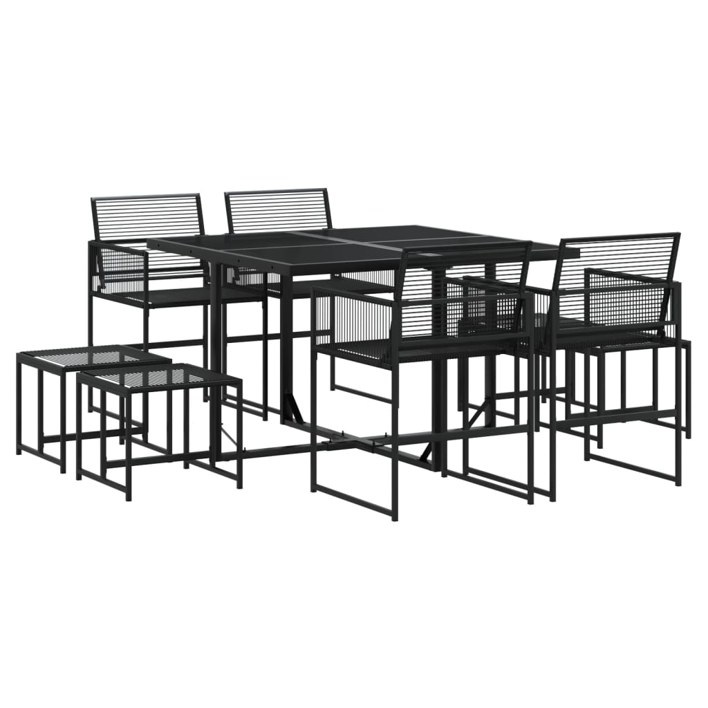 Thumbnail - vidaXL 9-tlg. Garten-Essgruppe Schwarz Poly Rattan