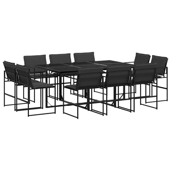 vidaXL 11-osaline aia s&ouml;&ouml;gim&ouml;&ouml;bli komplekt patjadega, must, tekstileen