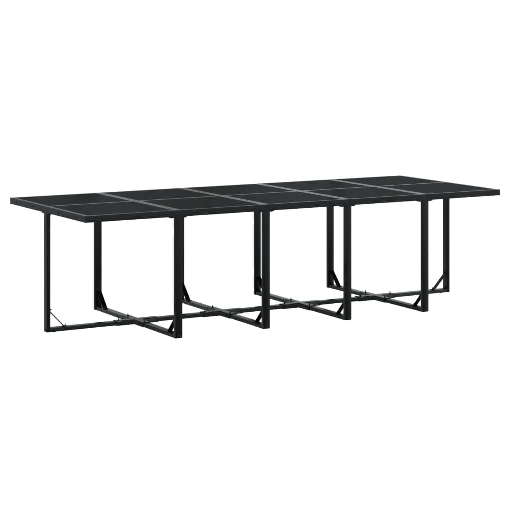 vidaXL Set mobilier de grădină, 17 piese, cu perne, negru, textilenă