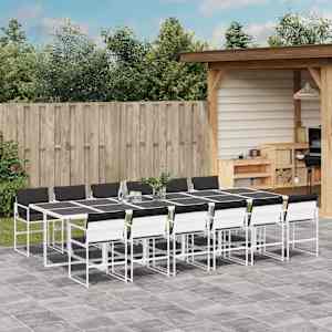 Vrtna jedilna garnitura 13-delna z blazinami bel tekstilen