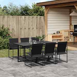 Vrtna jedilna garnitura 7-delna črn tekstilen