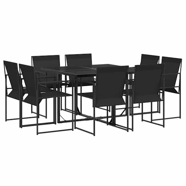 vidaXL 9-osaline aia s&ouml;&ouml;gim&ouml;&ouml;bli komplekt, must, tekstileen