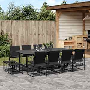 Vrtna jedilna garnitura 13-delna črna tekstilen