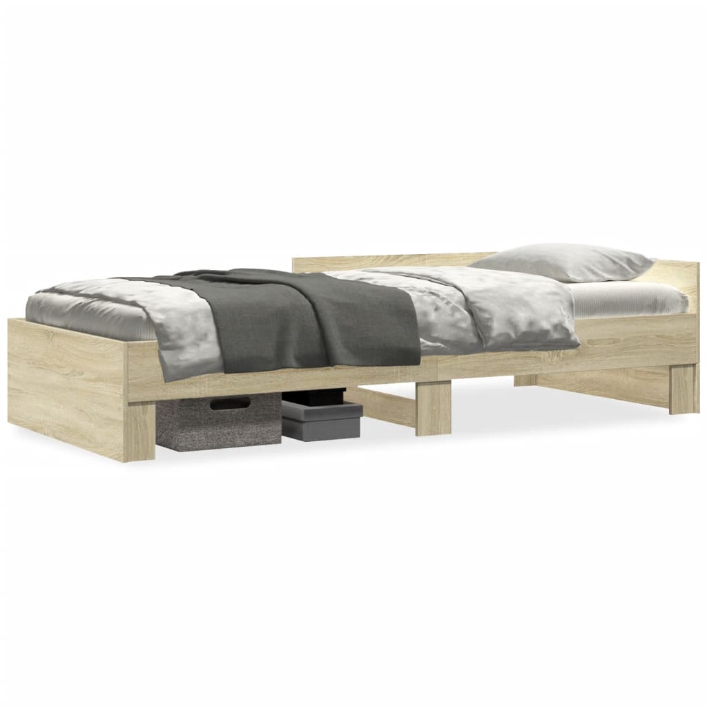 vidaXL Bedframe zonder matras hout sonoma eikenkleurig 100x200 cm, foto 3