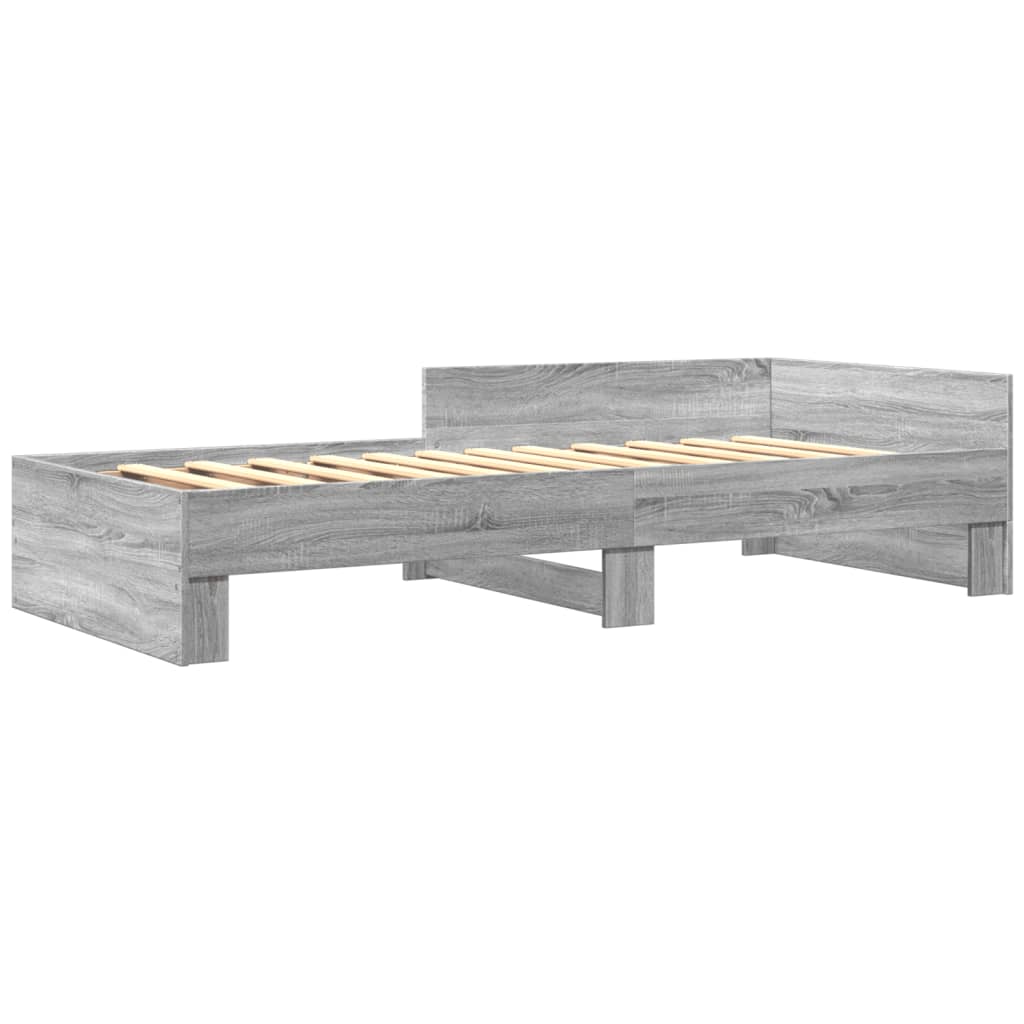 vidaXL Bedframe bewerkt hout grijs sonoma eikenkleurig 90x200 cm afbeelding