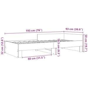 Rám postele bez matrace hnědý dub 90 x 190 cm kompozitní dřevo - obrázek 9