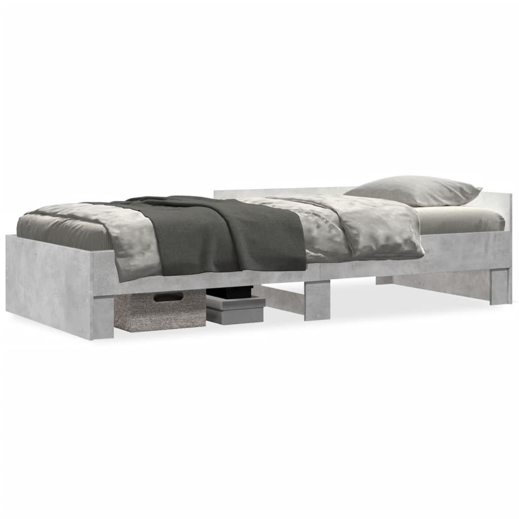 vidaXL Cadru de pat, gri beton, 75x190 cm, lemn prelucrat