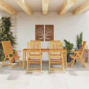 7dílný zahradní jídelní set 180x90x75 cm masivní akáciové dřevo