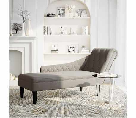 vidaXL Fauteuil long avec coussin et accoudoir droit taupe tissu