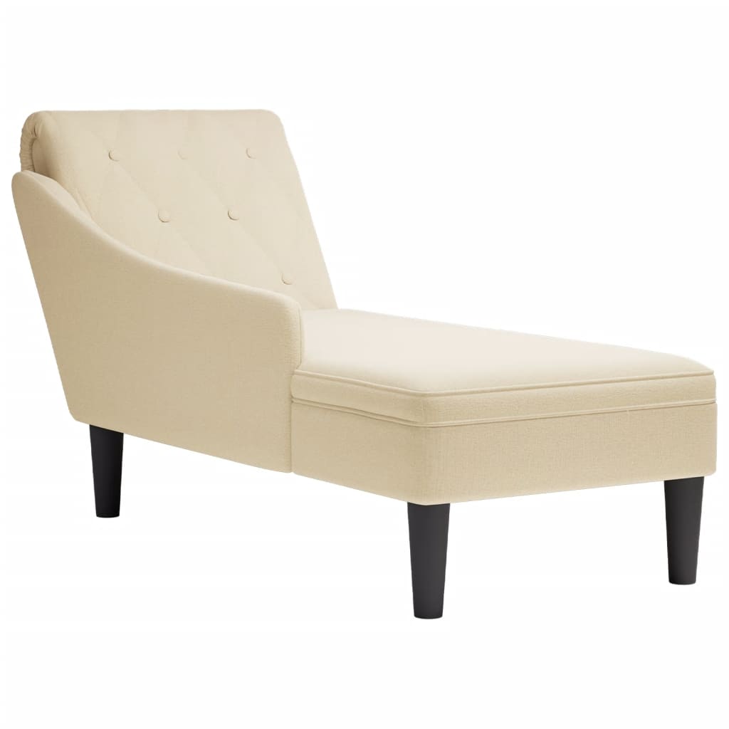 vidaXL Chaiselongue mit Kissen und Rechter Armlehne Creme Stoff