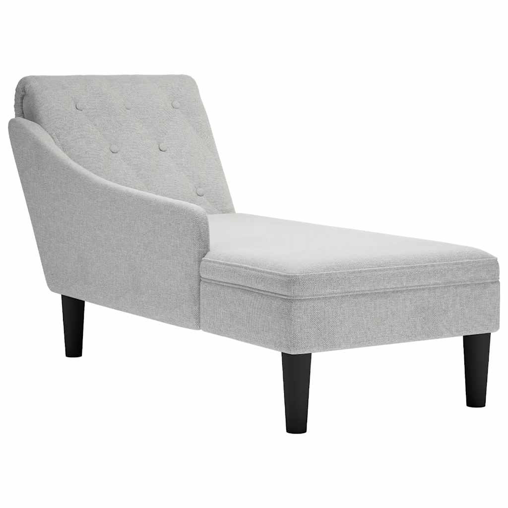 vidaXL Șezlong cu pernă și cotieră dreaptă, gri nor, textil