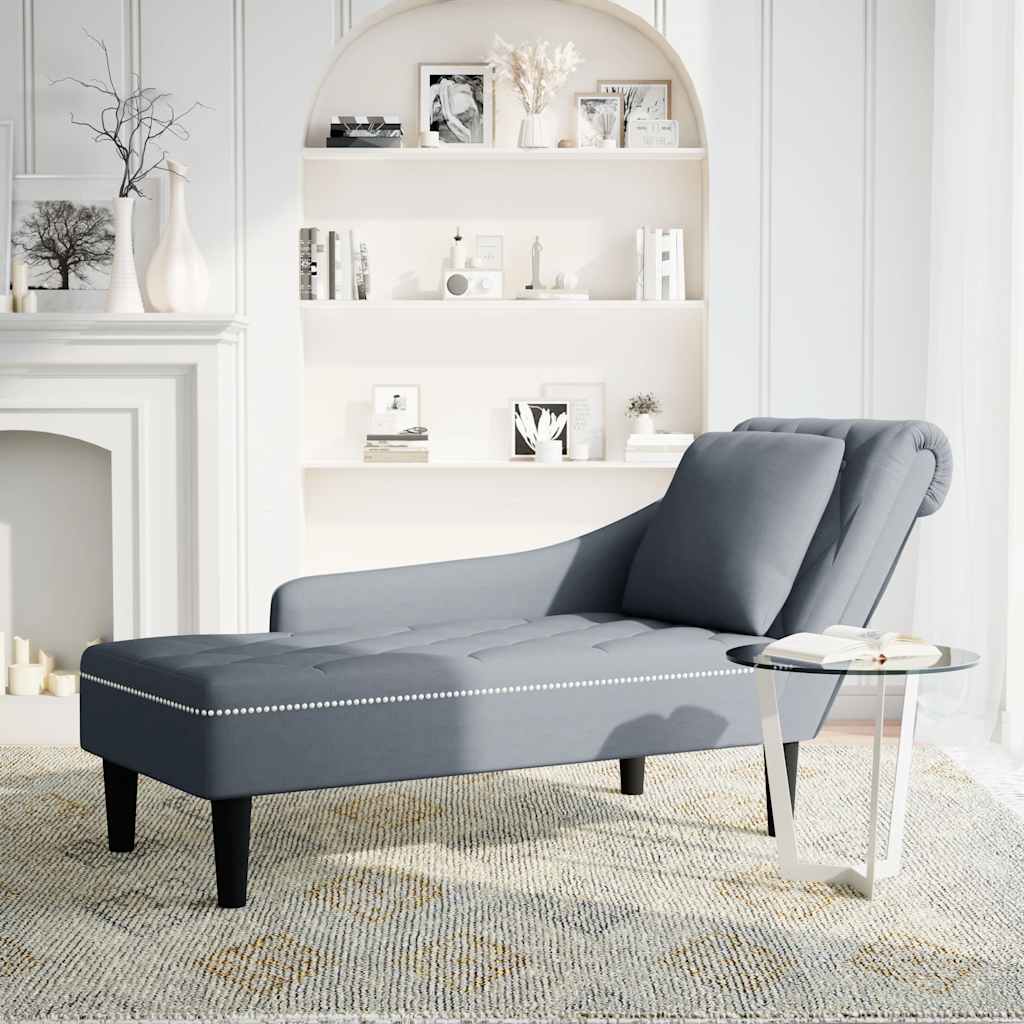 vidaXL Chaise longue met kussen&rechterarmleuning fluweel donkergrijs afbeelding