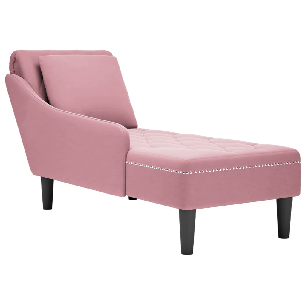 vidaXL Chaiselongue mit Kissen und Rechter Armlehne Rosa Samt