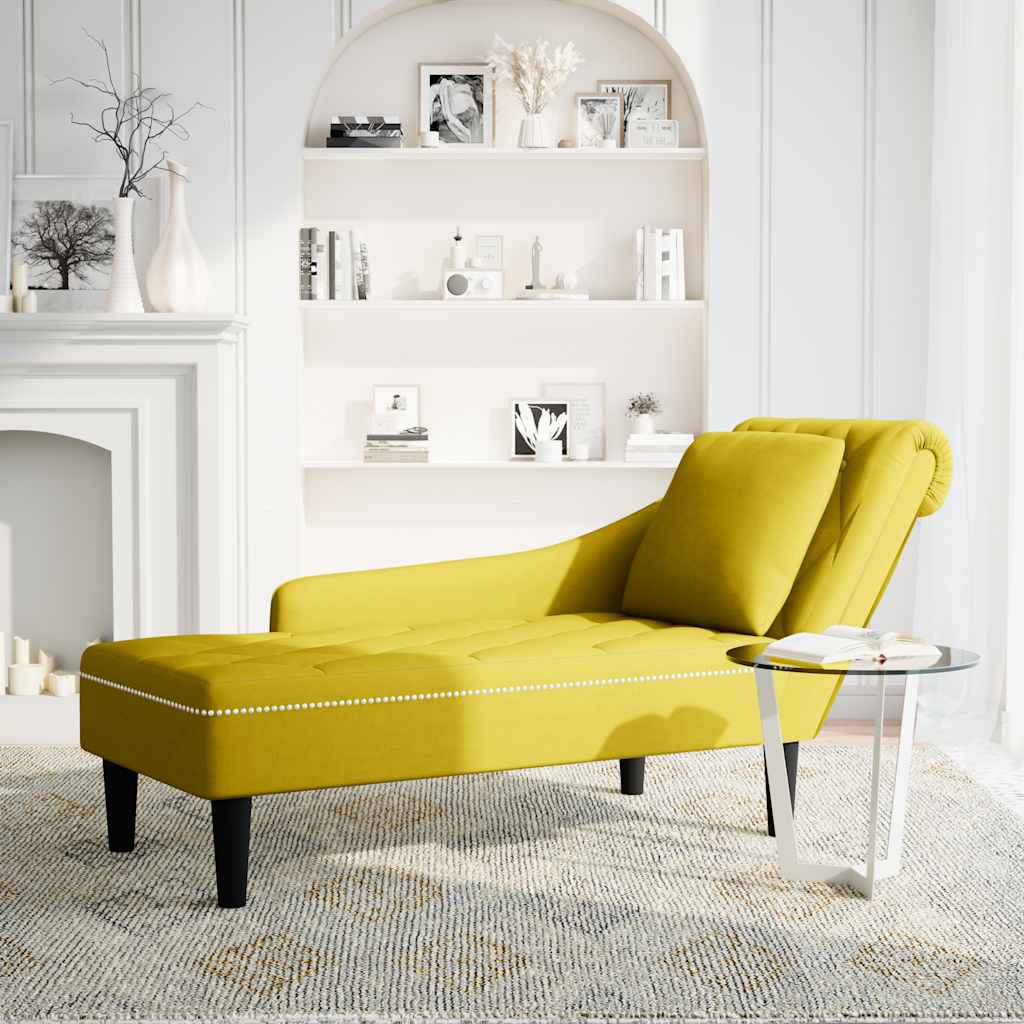 vidaXL Chaise longue met kussen en rechterarmleuning fluweel geel afbeelding